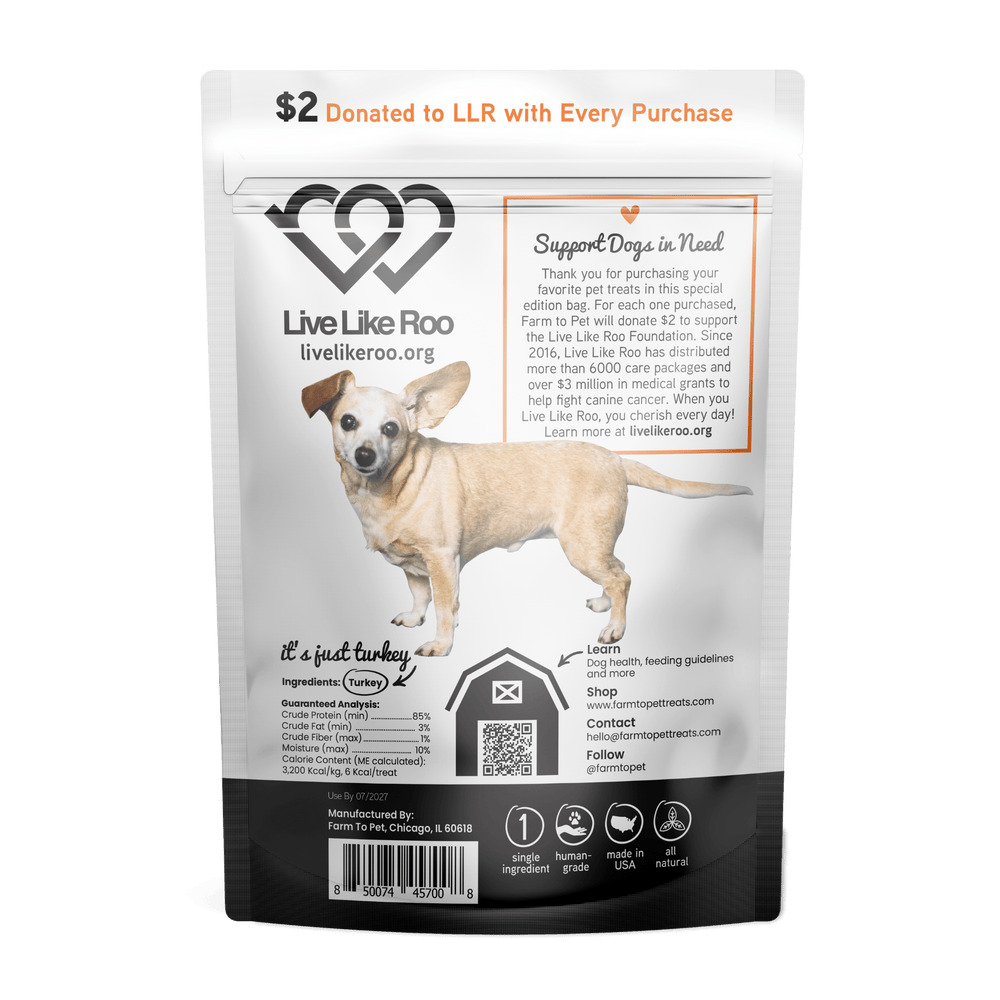 Farm To Pet - Live Like Roo Turkey Chips for Dogs | Dog Treats That Give Back