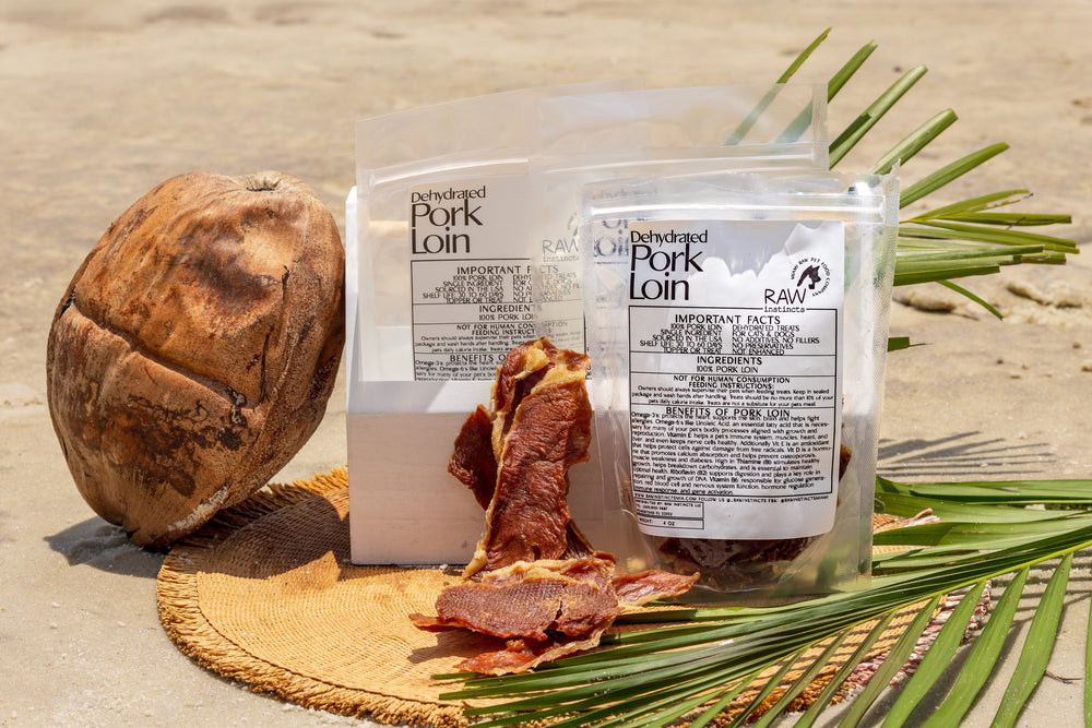 Raw Instincts - Dehydrated Pork Loin – 4oz USA-Sourced, Small Batch Treat for Cats & Dogs