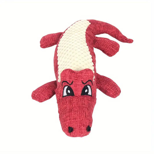 Red Crocodile Plush Dog Toys