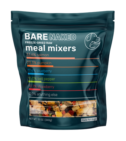 Bare Naked Salmon Mixer Dog Food Topper 12oz Front Packaging