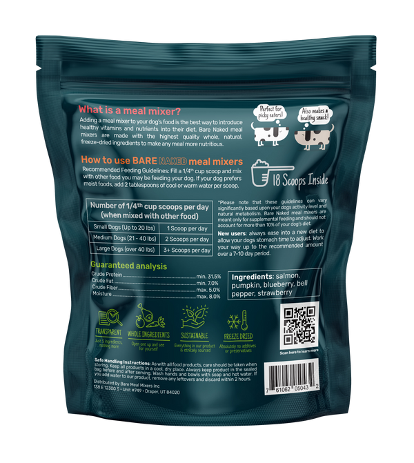 Bare Naked Salmon Mixer Dog Food Topper 6oz Ingredients and Feeding Guide