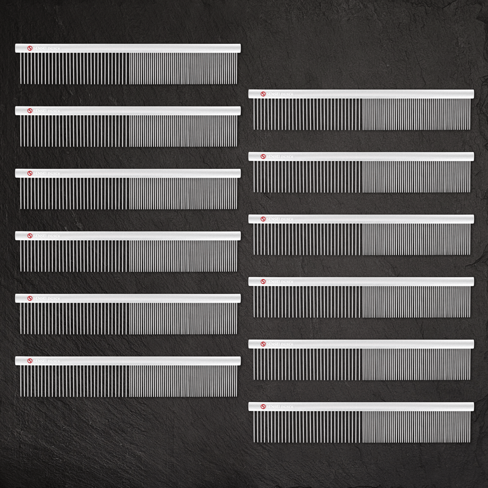 Sensei Shears - 12 Pack #6 9.75 in Coarse-Fine Grooming Comb