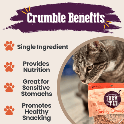 Farm To Pet - Turkey Crumbles for Cats | 100% Protein Cat Treats