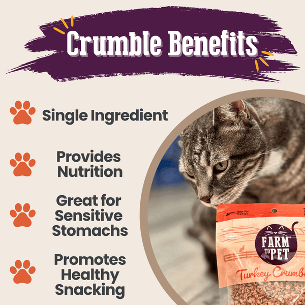 Farm To Pet - Turkey Crumbles for Cats | 100% Protein Cat Treats