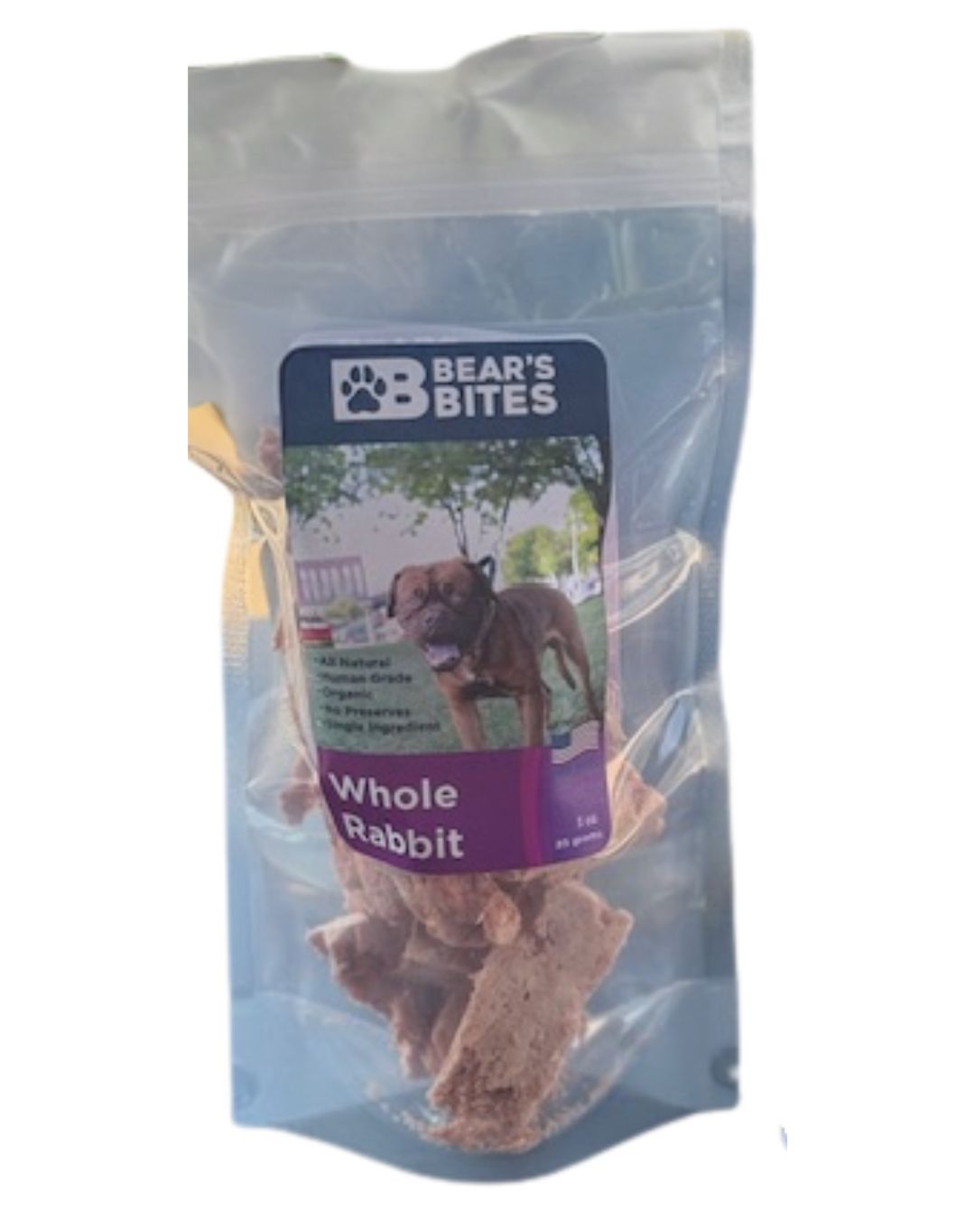 Bear's Bites Single ingredient, All natural, Freeze dried Rabbit dog treats