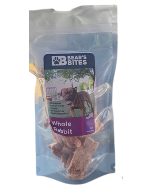 Bear's Bites Single ingredient, All natural, Freeze dried Rabbit dog treats