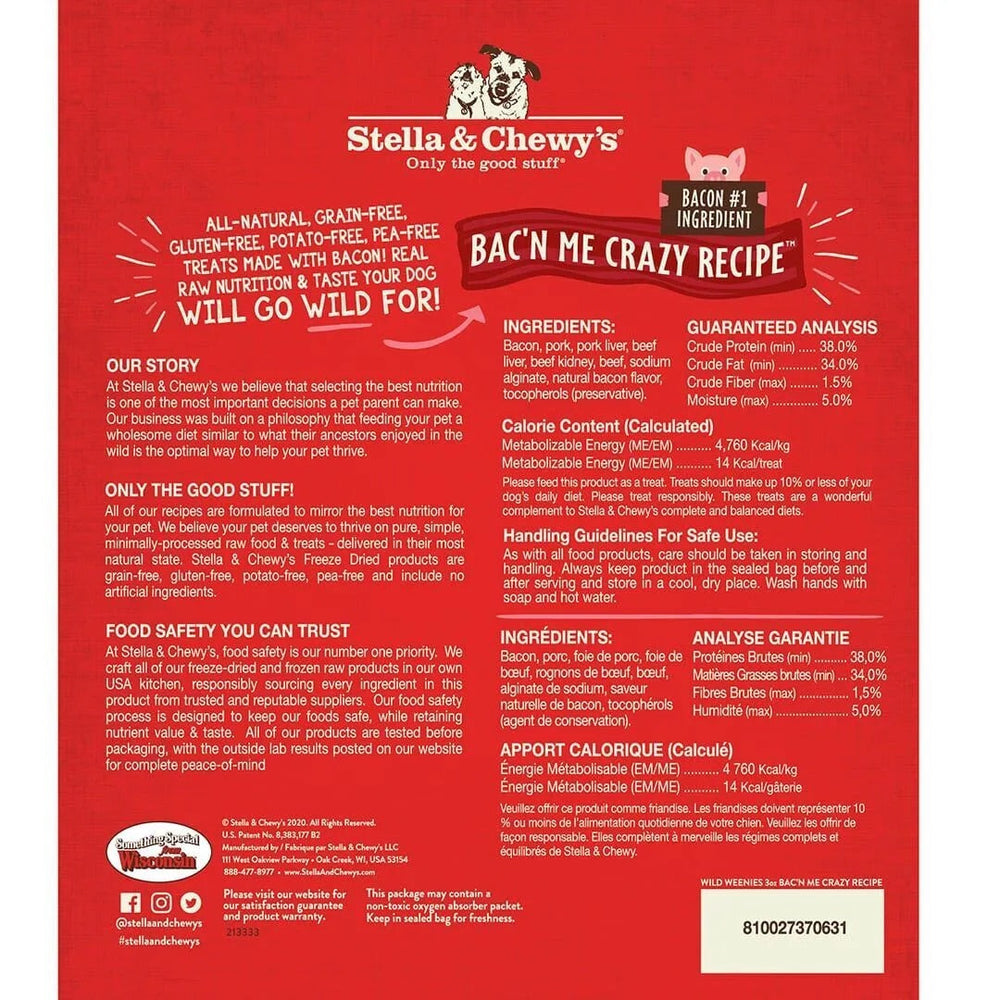 Stella & Chewy’s Freeze Dried Wild Weenies Bacon Dog Treats (3oz)