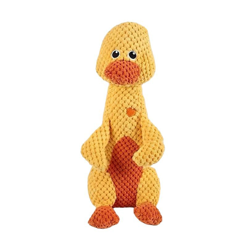 Yellow Duck Squeaky Plush Dog Toy - Soft and Durable Fun