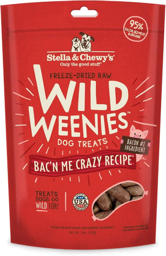 Stella & chewy's - Freeze-Dried Raw Wild Weenies Dog Treats - High-Protein Training Treats for Dogs & Puppies - All-Natural Bacon Recipe with 95% Meat & Organs - USA Made - 11 Oz Bag