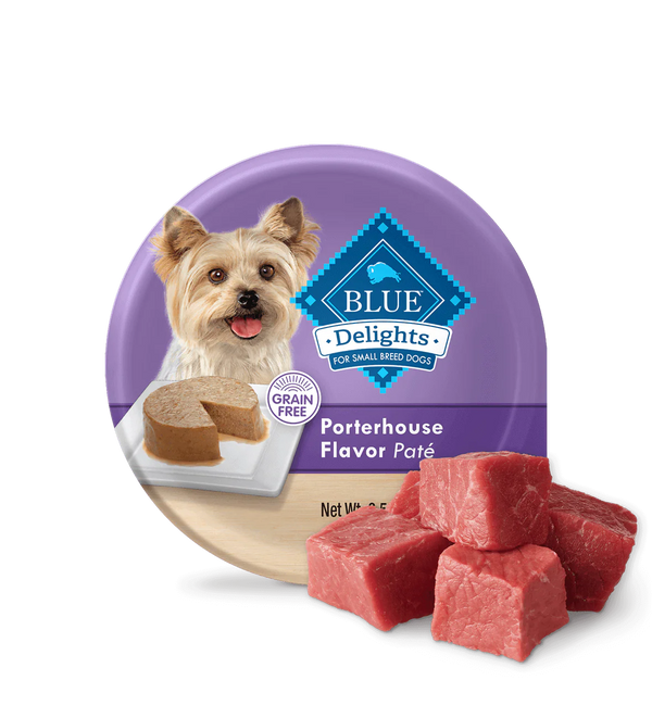 Blue Buffalo Blue Delights Small Breed Adult dog Porterhouse Flavor in Savory Juices Wet Dog Food (3.5oz)