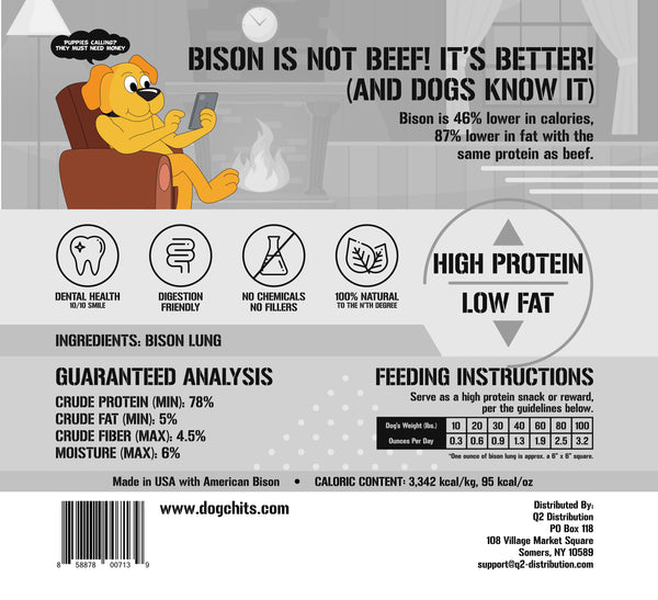 Bison Lung Fillet Treats for Dogs - 10 oz