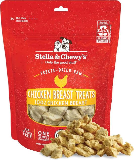 Stella & chewy's - Freeze-Dried Raw Chicken Breast Dog Treats - Single Ingredient, No Additives - Premium Training Treats - Perfect for Picky Eaters - 2.75Oz Bag