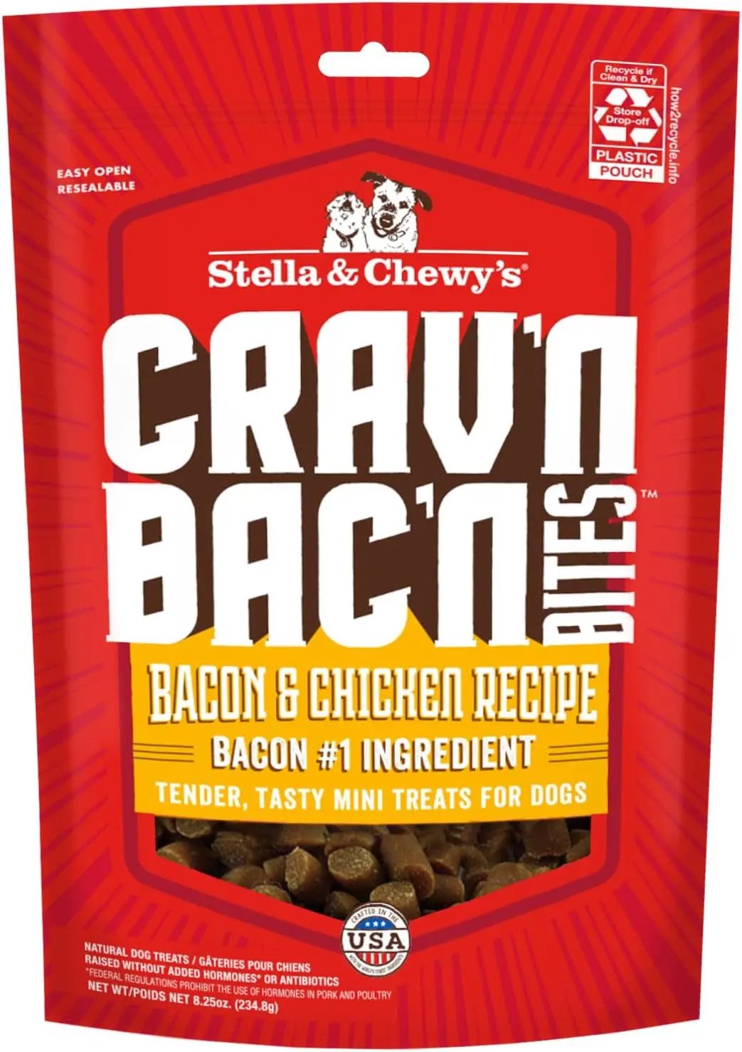 Stella & chewy's - Training Dog Treats - Crav'N Bac'N Soft Bacon & Chicken Bites - Premium USA Made - Low Calorie Rewards - 8.25Oz
