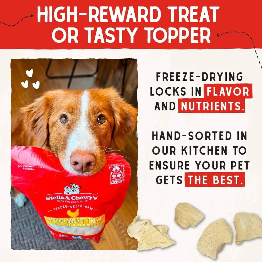Stella & chewy's - Freeze-Dried Raw Chicken Breast Dog Treats - Single Ingredient, No Additives - Premium Training Treats - Perfect for Picky Eaters - 2.75Oz Bag