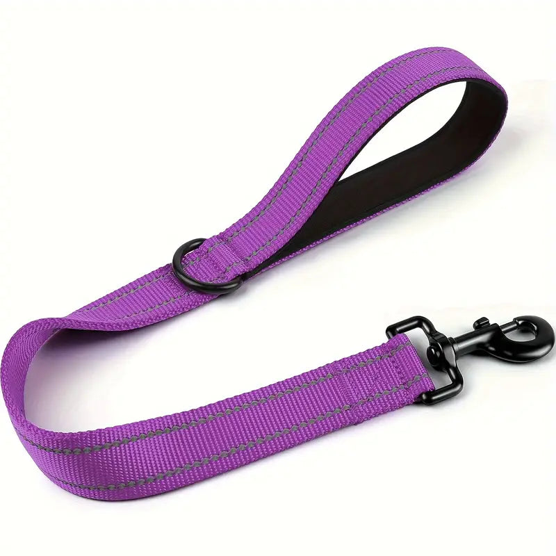 Heavy-Duty Short Nylon Dog Leash Reflective & Durable for Large and Medium Dogs pink long view