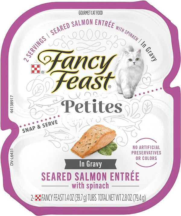 Fancy Feast Petites Seared Salmon with Spinach in Gravy Wet Cat Food (2.8oz)