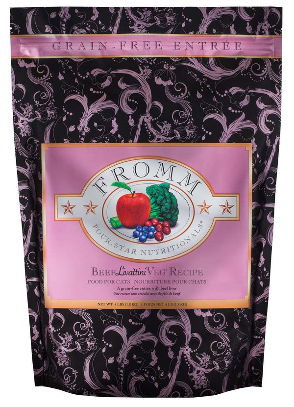 Fromm 4 Star Adult Grain-Free Beef Livattini Veg Dry Cat Food (4lb)