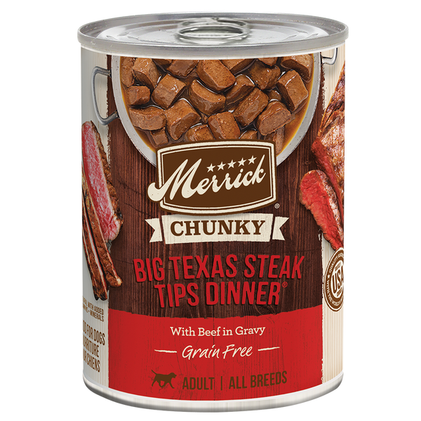 Merrick Chunky Grain Free Adult Big Texas Steak Dinner Wet Dog Food (12.7oz)