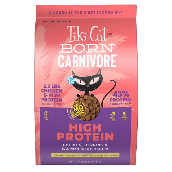 Tikicat Adult Born Carnivore Chicken, Herring and Salmon Dry Kibble (2.8lb)