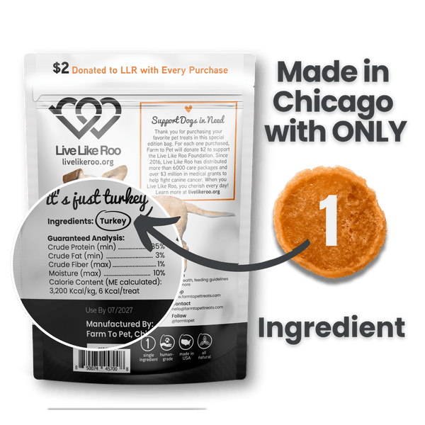 Farm To Pet - Live Like Roo Turkey Chips for Dogs | Dog Treats That Give Back